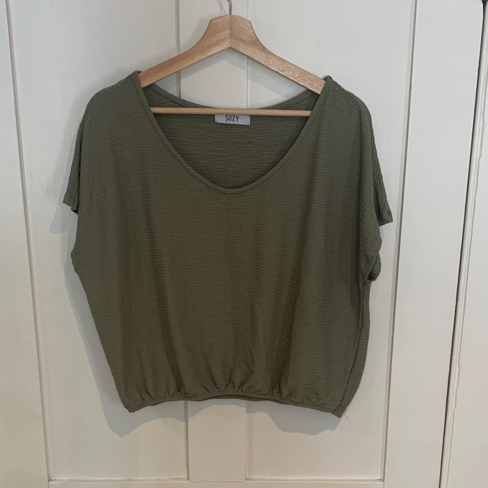 Suzy Shier Khaki green Short Sleeve Top